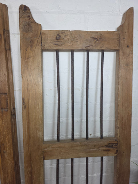 Old Pair Vintage Reclaimed Indian Wooden Iron Saloon Doors Shutters Garden Gates