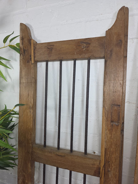 Old Pair Vintage Reclaimed Indian Wooden Iron Saloon Doors Shutters Garden Gates