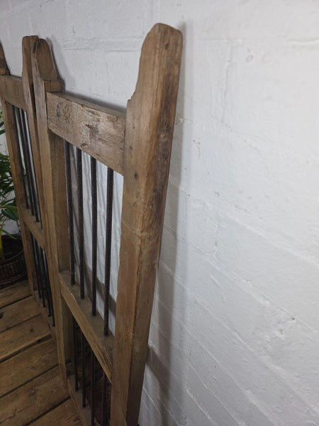 Old Pair Vintage Reclaimed Indian Wooden Iron Saloon Doors Shutters Garden Gates