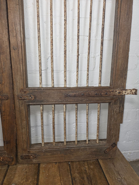 Old Pair Vintage Reclaimed Indian Wooden Iron Saloon Doors Shutters Garden Gates