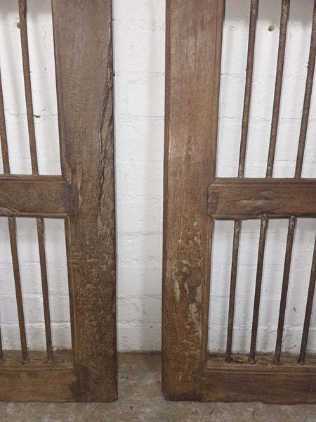 Old Pair Vintage Reclaimed Indian Wooden Iron Saloon Doors Shutters Garden Gates