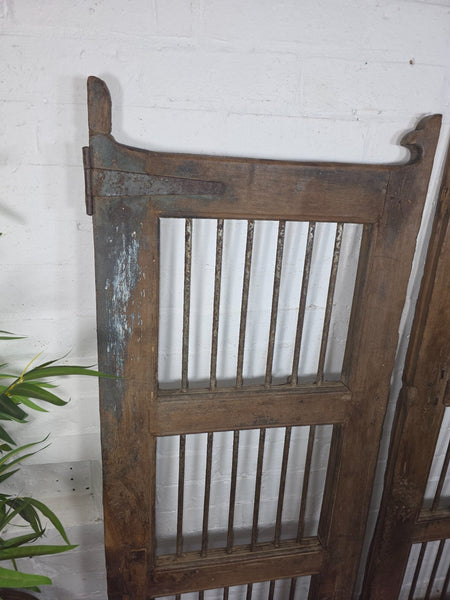 Old Pair Vintage Reclaimed Indian Wooden Iron Saloon Doors Shutters Garden Gates
