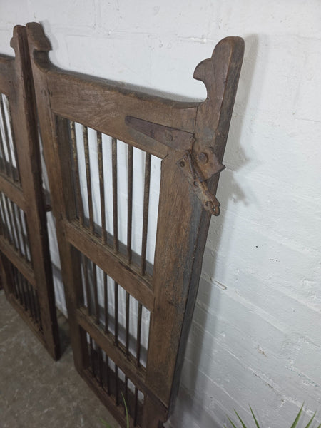 Old Pair Vintage Reclaimed Indian Wooden Iron Saloon Doors Shutters Garden Gates