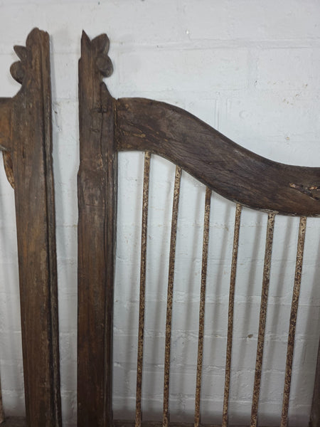 Old Pair Vintage Reclaimed Indian Wooden Iron Saloon Doors Shutters Garden Gates