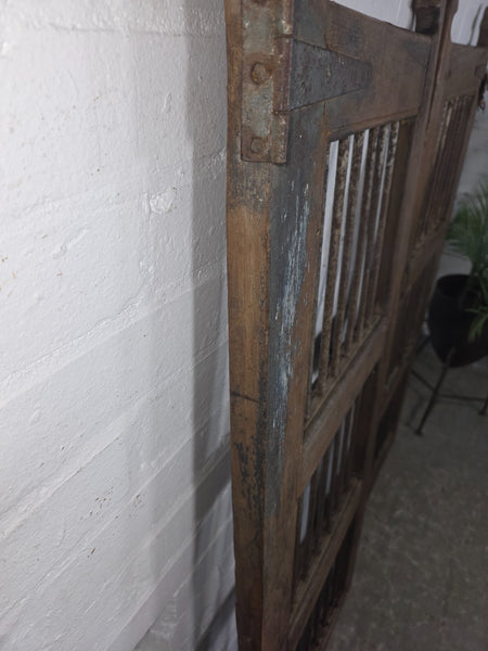 Old Pair Vintage Reclaimed Indian Wooden Iron Saloon Doors Shutters Garden Gates