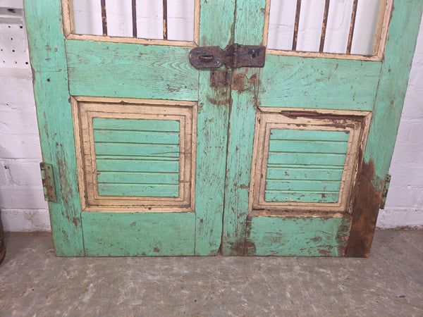 Old Pair Vintage Reclaimed Indian Wooden Iron Saloon Doors Shutters Garden Gates