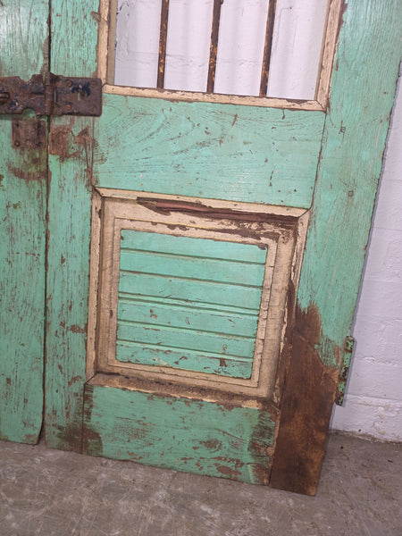 Old Pair Vintage Reclaimed Indian Wooden Iron Saloon Doors Shutters Garden Gates