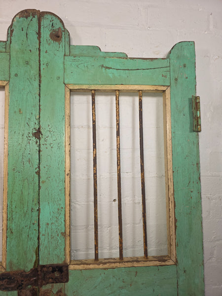 Old Pair Vintage Reclaimed Indian Wooden Iron Saloon Doors Shutters Garden Gates