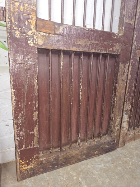 Old Pair Vintage Reclaimed Indian Wooden Iron Saloon Doors Shutters Garden Gates