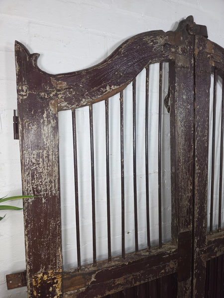 Old Pair Vintage Reclaimed Indian Wooden Iron Saloon Doors Shutters Garden Gates
