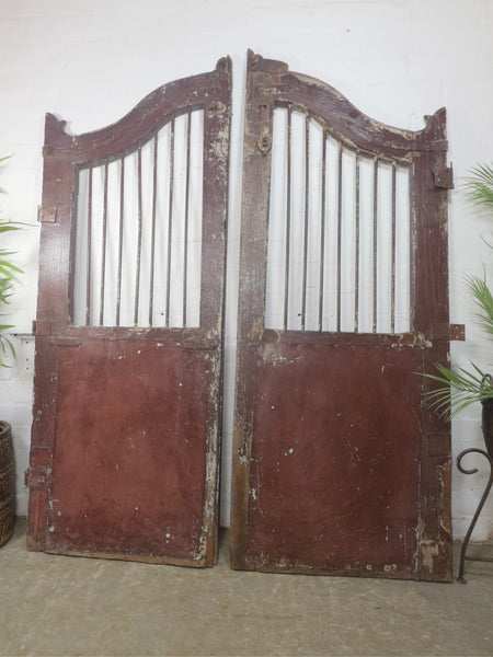 Old Pair Vintage Reclaimed Indian Wooden Iron Saloon Doors Shutters Garden Gates