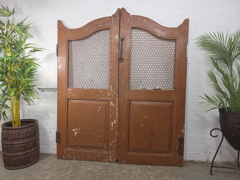 Old Pair Vintage Reclaimed Indian Wooden Iron Saloon Doors Shutters Garden Gates