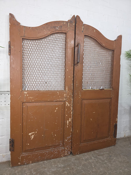 Old Pair Vintage Reclaimed Indian Wooden Iron Saloon Doors Shutters Garden Gates