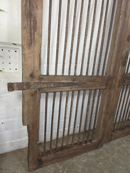 Old Pair Vintage Reclaimed Indian Wooden Iron Saloon Doors Shutters Garden Gates
