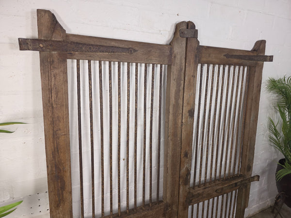 Old Pair Vintage Reclaimed Indian Wooden Iron Saloon Doors Shutters Garden Gates