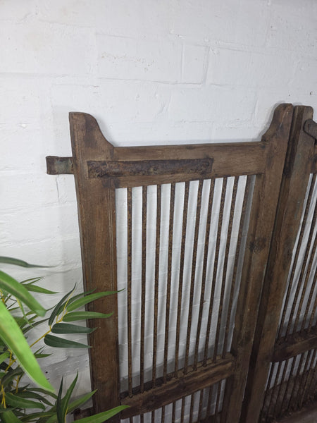 Old Pair Vintage Reclaimed Indian Wooden Iron Saloon Doors Shutters Garden Gates
