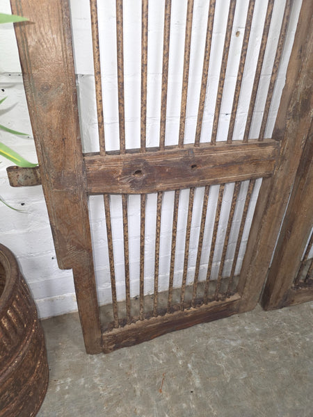 Old Pair Vintage Reclaimed Indian Wooden Iron Saloon Doors Shutters Garden Gates