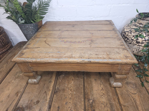 Vintage Antique Rustic Wabi Sabi Primitive Indian Low Wooden Bajot Table