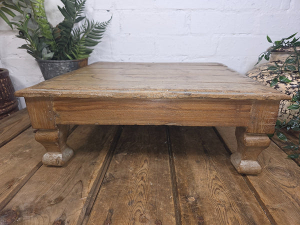 Vintage Antique Rustic Wabi Sabi Primitive Indian Low Wooden Bajot Table