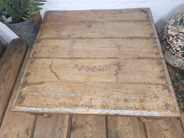Vintage Antique Rustic Wabi Sabi Primitive Indian Low Wooden Bajot Table