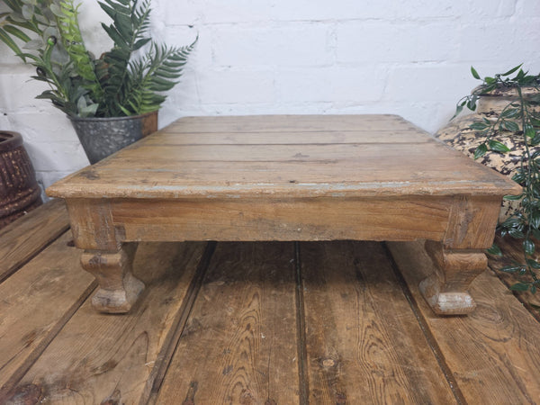 Vintage Antique Rustic Wabi Sabi Primitive Indian Low Wooden Bajot Table
