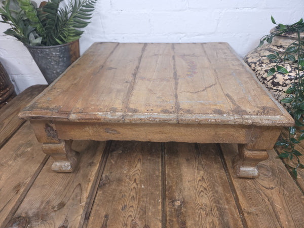 Vintage Antique Rustic Wabi Sabi Primitive Indian Low Wooden Bajot Table