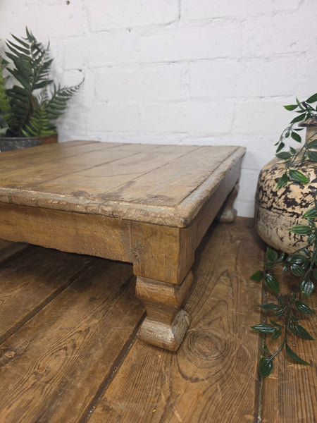 Vintage Antique Rustic Wabi Sabi Primitive Indian Low Wooden Bajot Table