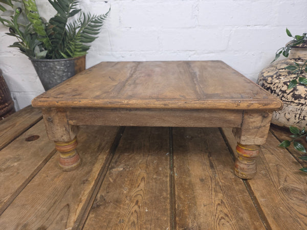 Vintage Antique Rustic Wabi Sabi Primitive Indian Low Wooden Bajot Table