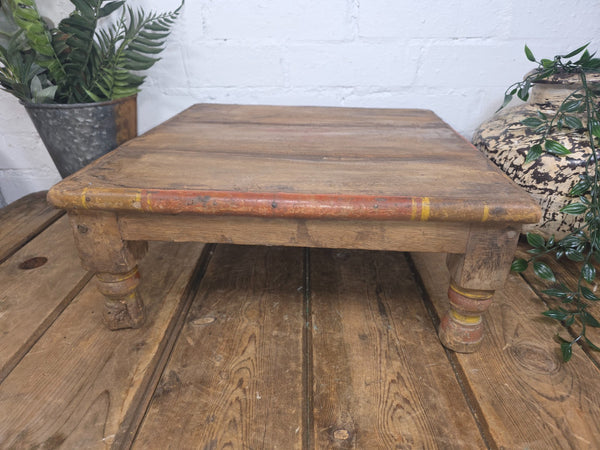 Vintage Antique Rustic Wabi Sabi Primitive Indian Low Wooden Bajot Table
