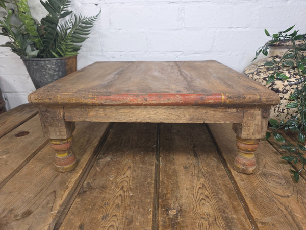 Vintage Antique Rustic Wabi Sabi Primitive Indian Low Wooden Bajot Table
