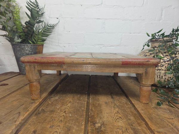 Vintage Antique Rustic Wabi Sabi Primitive Indian Low Wooden Bajot Table