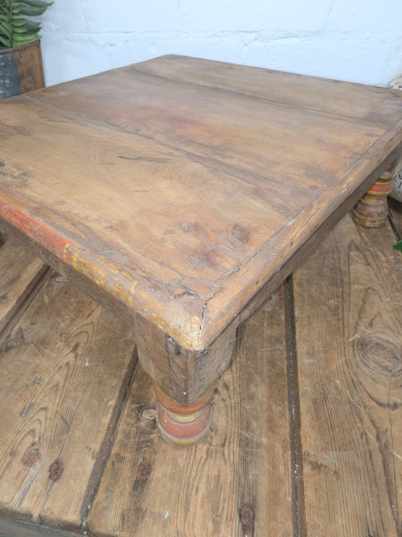 Vintage Antique Rustic Wabi Sabi Primitive Indian Low Wooden Bajot Table