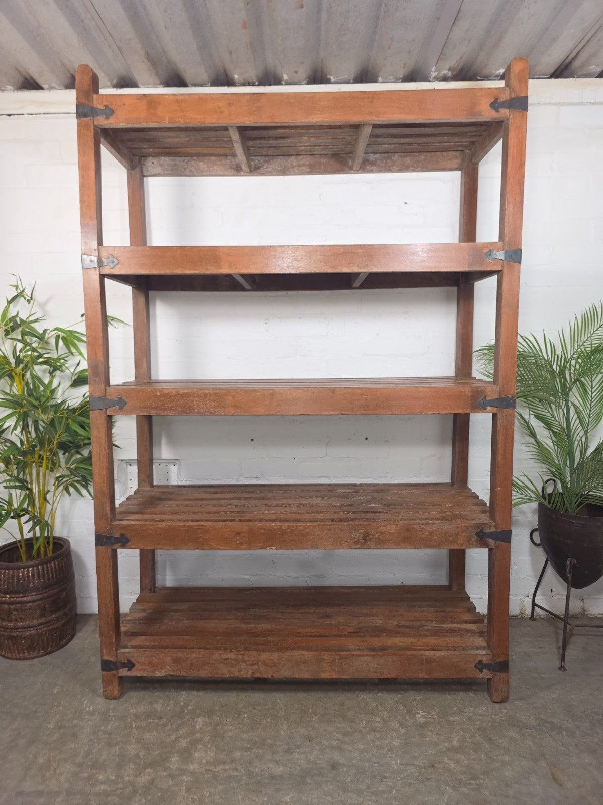 Vintage Rustic Large Solid Wooden Bakers Cobblers Racking Shelving Bookcase
