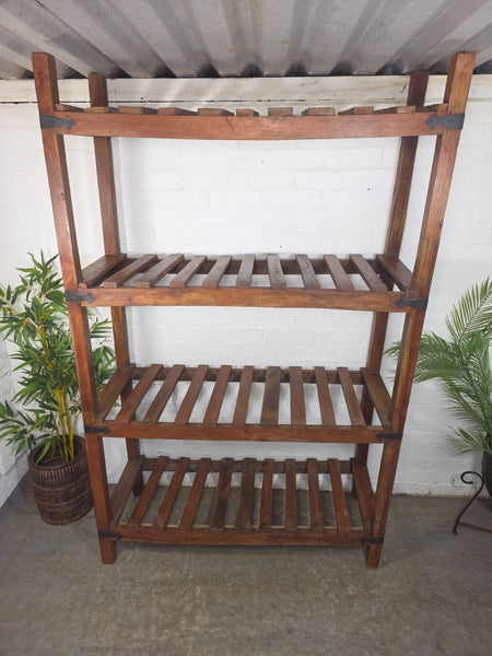 Vintage Rustic Large Solid Wooden Bakers Cobblers Racking Shelving Bookcase