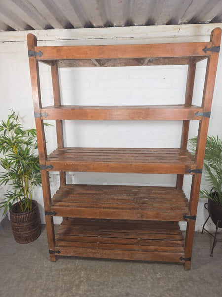 Vintage Rustic Large Solid Wooden Bakers Cobblers Racking Shelving Bookcase