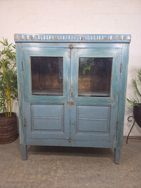 Vintage Reclaimed Indian Glazed Wooden Free Standing Kitchen Drinks Cabinet