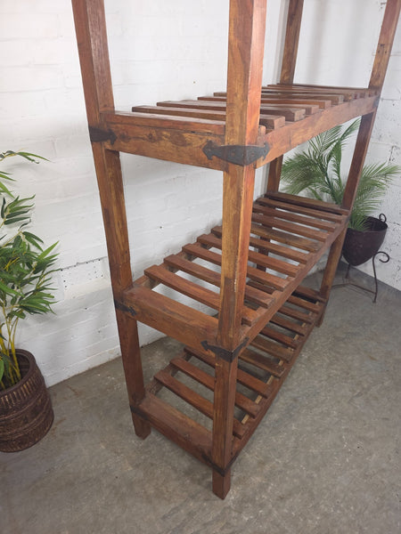 Vintage Rustic Large Solid Wooden Bakers Cobblers Racking Shelving Bookcase