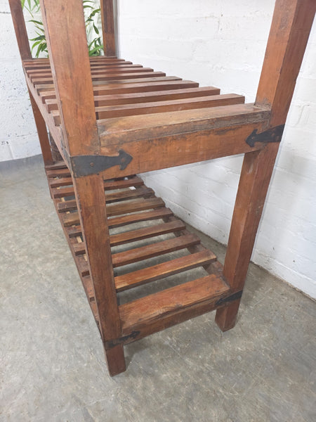 Vintage Rustic Large Solid Wooden Bakers Cobblers Racking Shelving Bookcase