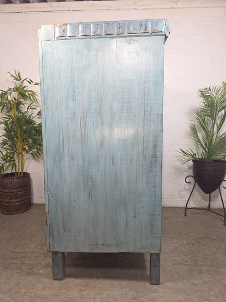 Vintage Reclaimed Indian Glazed Wooden Free Standing Kitchen Drinks Cabinet