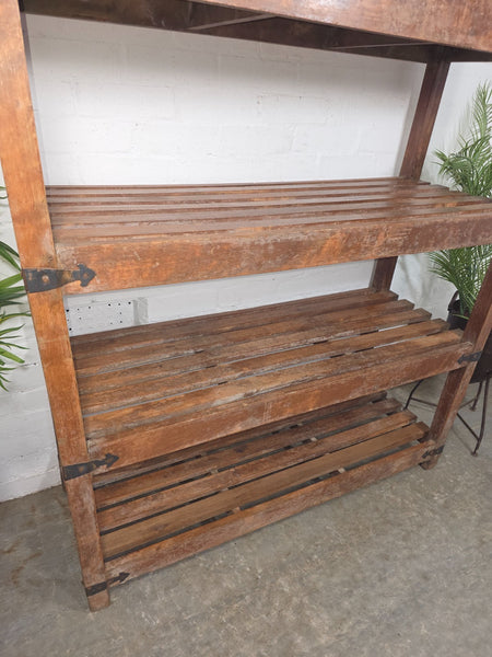 Vintage Rustic Large Solid Wooden Bakers Cobblers Racking Shelving Bookcase