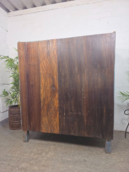 Vintage Reclaimed Indian Glazed Wooden Free Standing Kitchen Drinks Cabinet