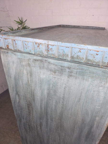 Vintage Reclaimed Indian Glazed Wooden Free Standing Kitchen Drinks Cabinet
