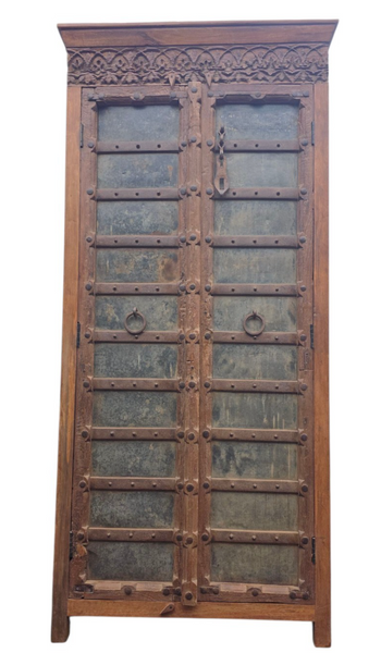 Vintage Reclaimed Indian Solid Wooden Armoire Linen Cupboard Wardrobe