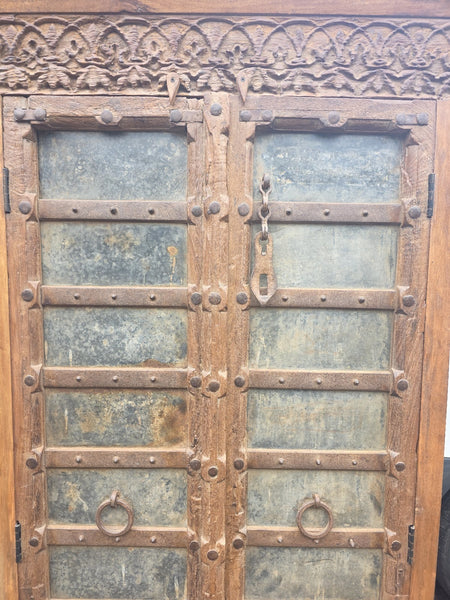 Vintage Reclaimed Indian Solid Wooden Armoire Linen Cupboard Wardrobe
