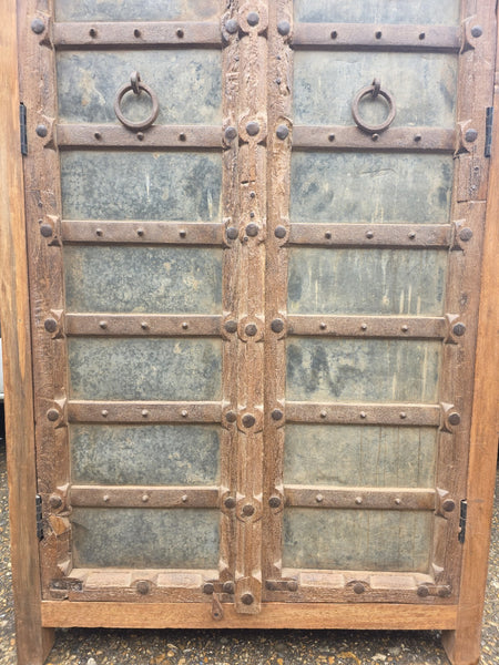 Vintage Reclaimed Indian Solid Wooden Armoire Linen Cupboard Wardrobe