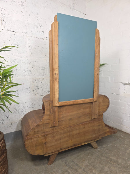 Vintage Small Indian Colonial Teak Dressing Table Drawers Hallway Console Table Mirror
