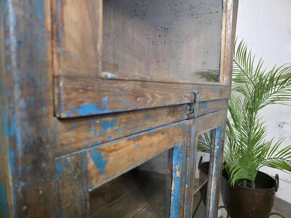 Vintage Reclaimed Indian Glazed Wooden Free Standing Kitchen Drinks Cabinet