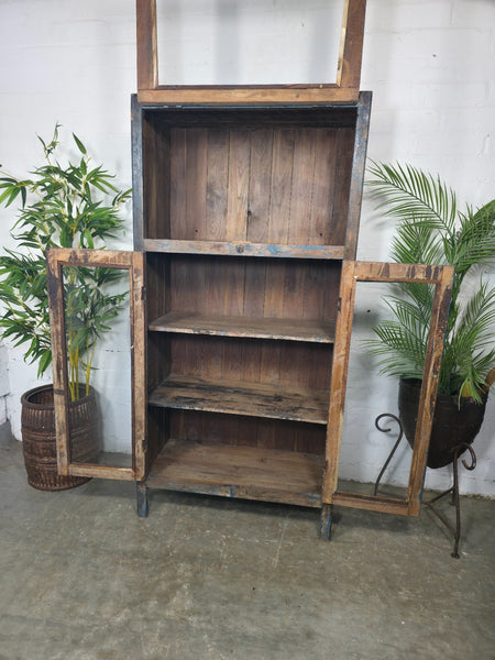 Vintage Reclaimed Indian Glazed Wooden Free Standing Kitchen Drinks Cabinet