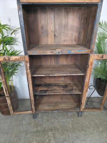 Vintage Reclaimed Indian Glazed Wooden Free Standing Kitchen Drinks Cabinet