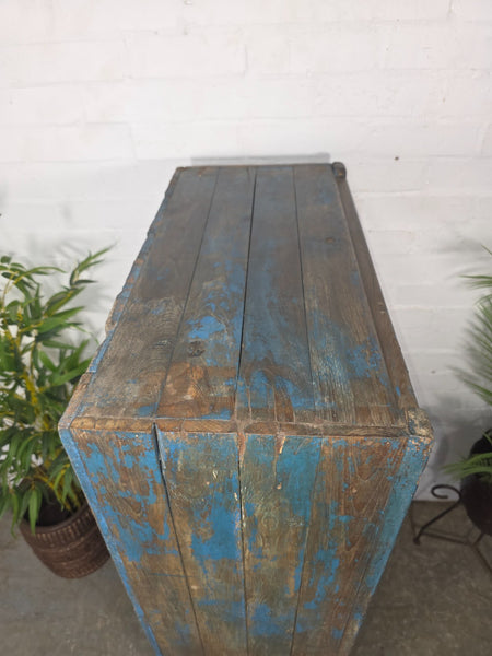 Vintage Reclaimed Indian Glazed Wooden Free Standing Kitchen Drinks Cabinet